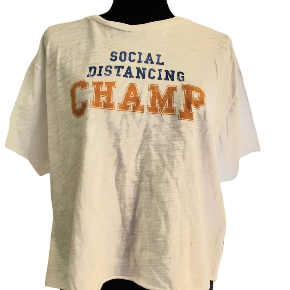 New With Tags Social Distancing White Crop Top From The Original Retro Brand